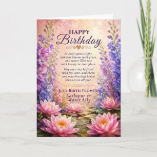 July Birth Flower Birthday Poem Card