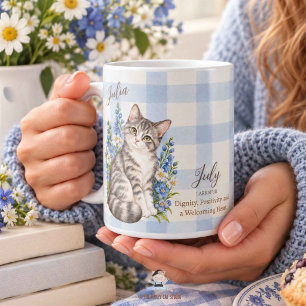 July Birth Flower Larkspur and Cat Bridesmaid Coffee Mug