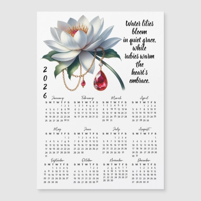 July Birth Flower & Stone Calendar (Front)