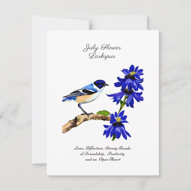 July Birth Month Flower Bluebird and Larkspur    (Front)