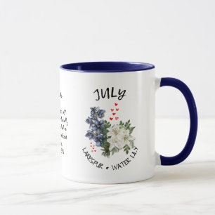 JULY Birth Month Flower Custom Name Christian Mug