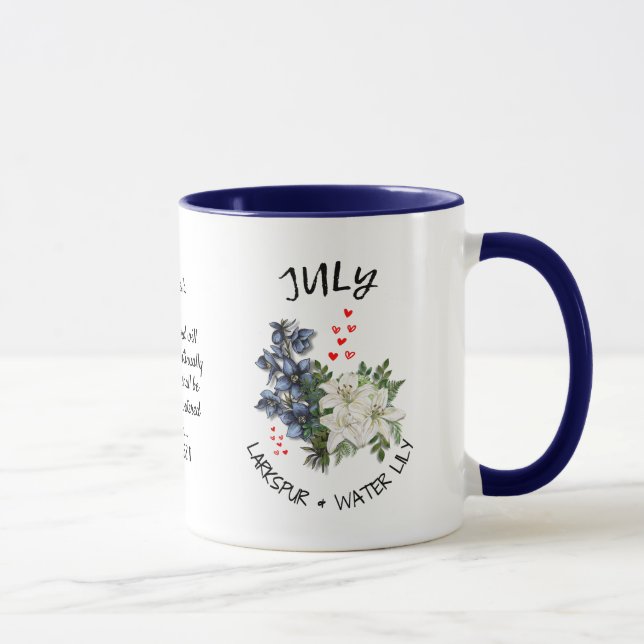 JULY Birth Month Flower Custom Name Christian Mug (Right)