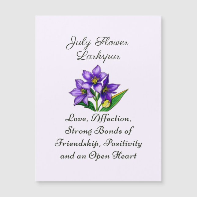 July Birth Month Flower Larkspur Floral Art (Front)