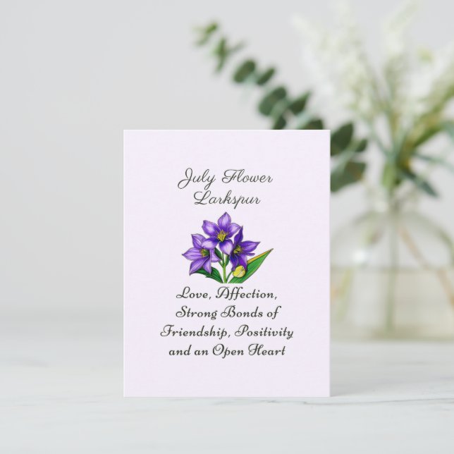 July Birth Month Flower Larkspur Floral Art (Standing Front)