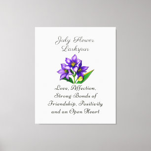 July Birth Month Flower Larkspur Floral Art Canvas Print