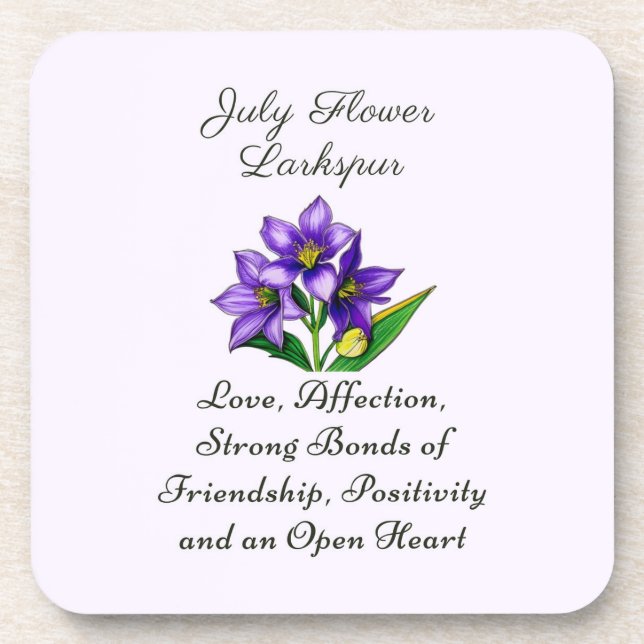 July Birth Month Flower Larkspur Floral Art Coaster (Front)