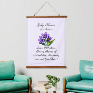 July Birth Month Flower Larkspur Floral Art Hanging Tapestry