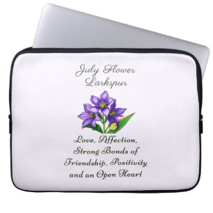 July Birth Month Flower Larkspur Floral Art Laptop Sleeve