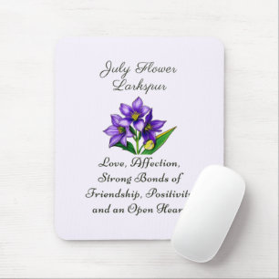 July Birth Month Flower Larkspur Floral Art Mouse Mat