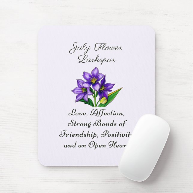 July Birth Month Flower Larkspur Floral Art Mouse Mat (With Mouse)
