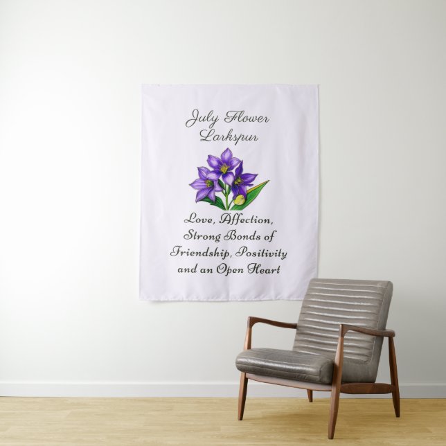 July Birth Month Flower Larkspur Floral Art Tapestry (In Situ)