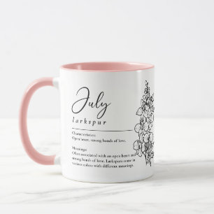 July Birth Month Flower Larkspur Minimalist Mug