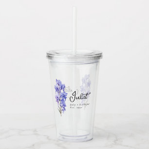 July Birth Month Flower Larkspur Personalised Acrylic Tumbler
