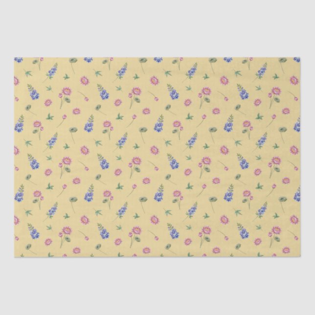 July Birth Month Flowers Larkspur Water Lily Tissue Paper (Front)