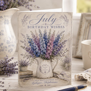 July Birthday Card July Birth Flower Delphiniums