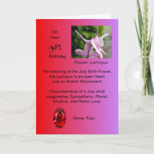 July Birthday Card - Larkspur and Ruby