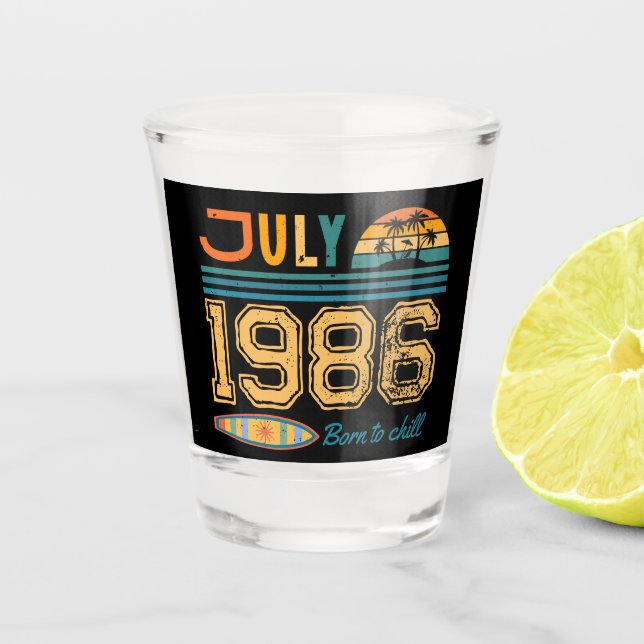 July  Birthday Custom Year  Shot Glass (Front)