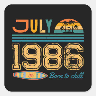 July Birthday Custom Year Square Sticker