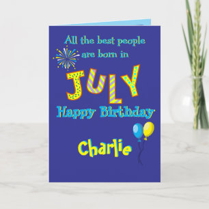 July Birthday Folded Greeting Card