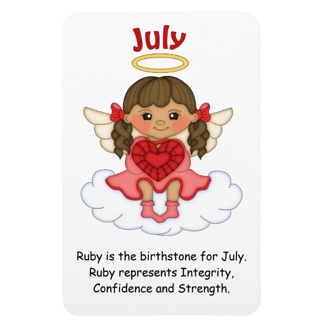 July Birthstone Angel Brunette Premium Magnet (Vertical)
