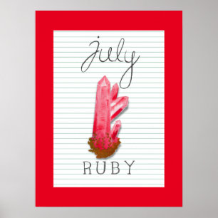 July Birthstone Birth Stone Ruby Artwork Poster