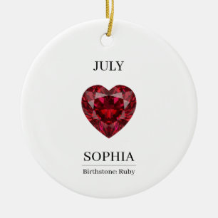 July Birthstone Birthday Name Ruby Ceramic Tree Decoration