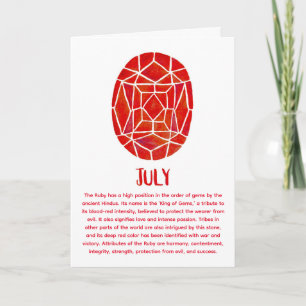 July Birthstone Ruby Birthday Watercolor Card