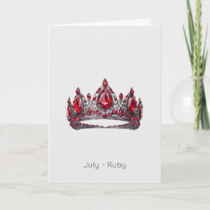 July Birthstone Ruby Crown Birthday Card