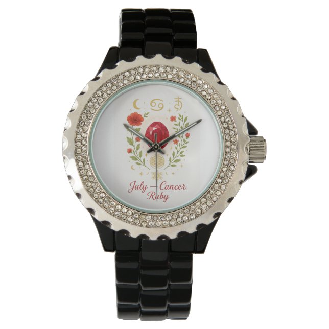 July Birthstone Ruby | Elegant Spiritual Wristwatc Watch (Front)