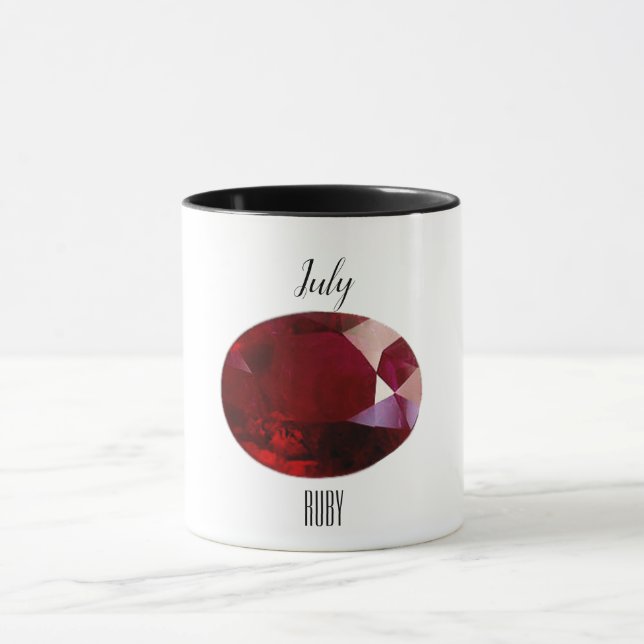 July Birthstone Ruby Gemstone Art Mug (Center)