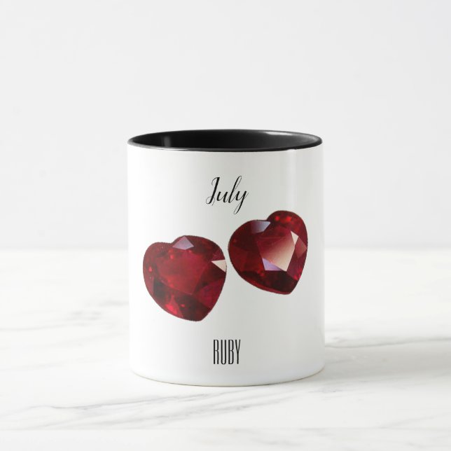 July Birthstone Ruby Gemstone Art Mug (Center)