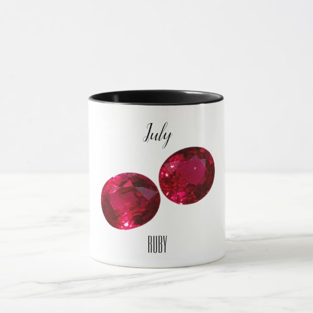 July Birthstone Ruby Gemstone Art Mug (Center)