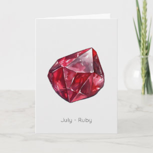 July Birthstone Ruby Happy Birthday Card