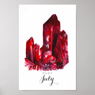 July Birthstone - Ruby Watercolor   Poster