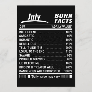 july born facts birthday t-shirts card