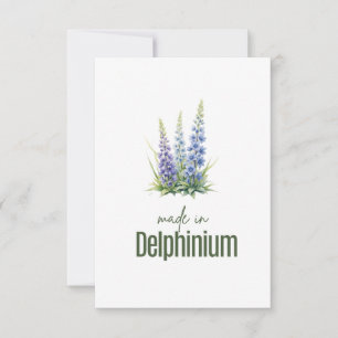 July Delphinium Birth Flower Flat Thank You Card