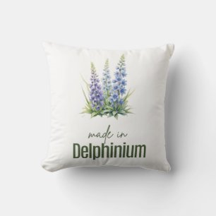 July Delphinium Birth Flower Flat Thank You Cushion