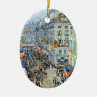 July Fourteenth, Rue Daunou by Childe Hassam Ceramic Tree Decoration