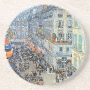 July Fourteenth, Rue Daunou by Childe Hassam Coaster