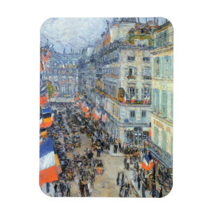 July Fourteenth, Rue Daunou by Childe Hassam Magnet