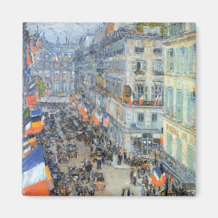 July Fourteenth, Rue Daunou by Childe Hassam Magnet