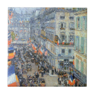 July Fourteenth, Rue Daunou by Childe Hassam Tile