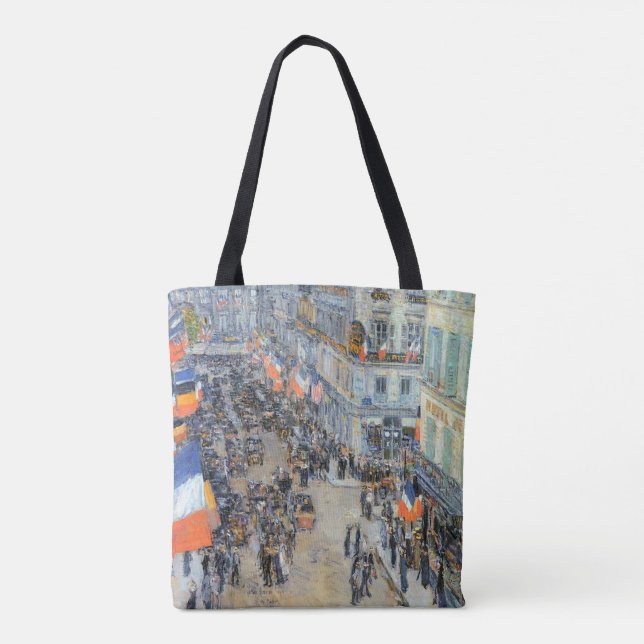July Fourteenth, Rue Daunou by Childe Hassam Tote Bag (Back)
