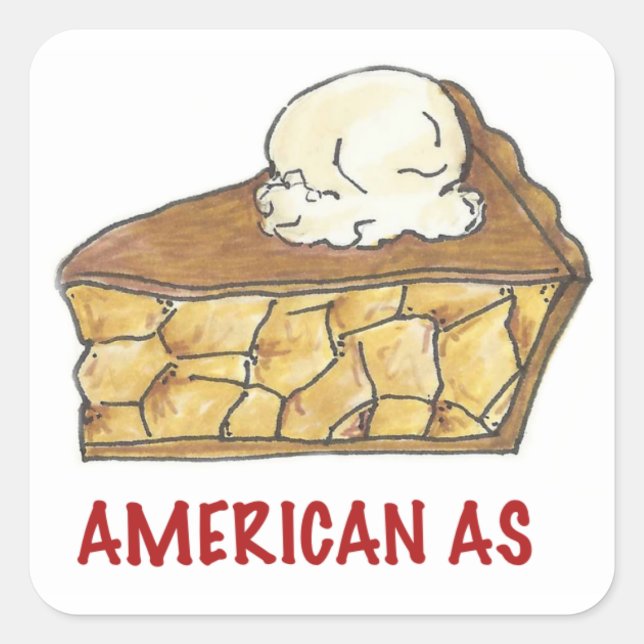 July Fourth 4th American As Apple Pie Slice USA Square Sticker (Front)