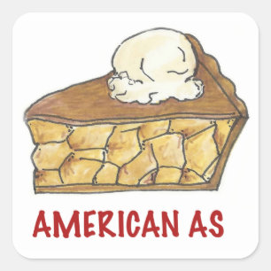 July Fourth 4th American As Apple Pie Slice USA Square Sticker