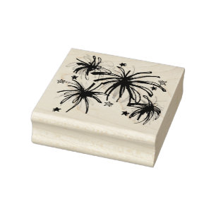 July Fourth 4th Patriotic Fireworks Star Celebrate Rubber Stamp