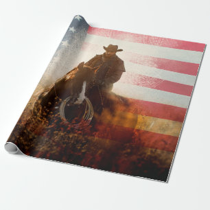 July Fourth cowboy portrait Wrapping Paper