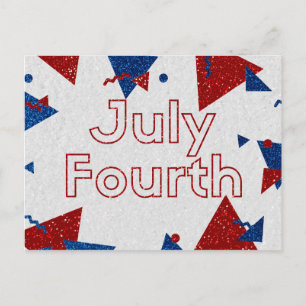 July Fourth Glitter Postcard