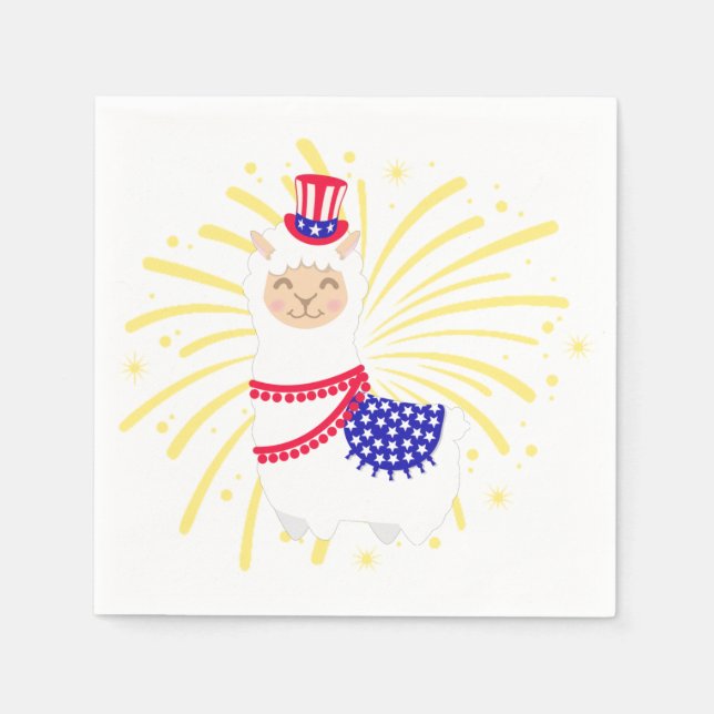 July Fourth Llama  Napkin (Front)
