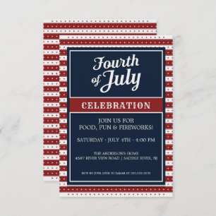 July Fourth Party Celebration Star Invitation
